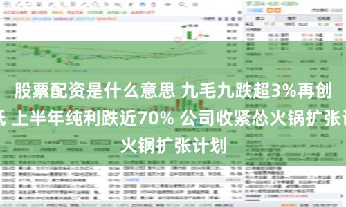 股票配资是什么意思 九毛九跌超3%再创新低 上半年纯利跌近70% 公司收紧怂火锅扩张计划